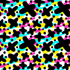 Memphis style hand drawn textured seamless pattern