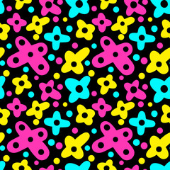 Memphis style hand drawn textured seamless pattern