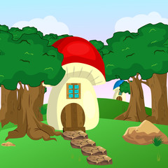 Mushroom houses in the garden