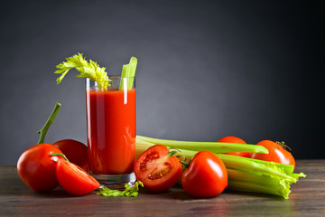 Tomato juice with celery sticks