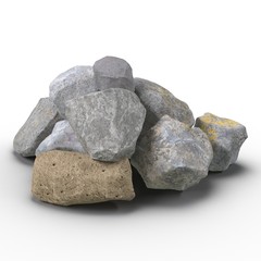 Stones isolated on white. 3D illustration