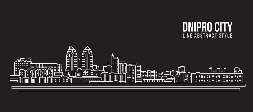 Cityscape Building Line art Vector Illustration design - Dnipro city