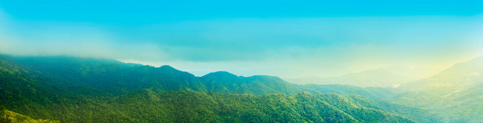 Panorama of Green Mountain Valley in Thailand