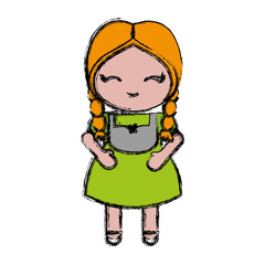 woman wearing bavarian costume icon over white background colorful design vector illustration