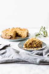 sugar-free Apple pie on a marble texture table