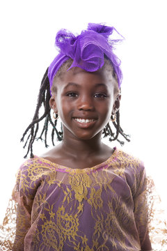 Beautiful portrait of a happy african little girl smiling.Isolated