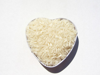 White rice on a white background 