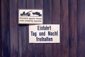 Einfahrt freihalten