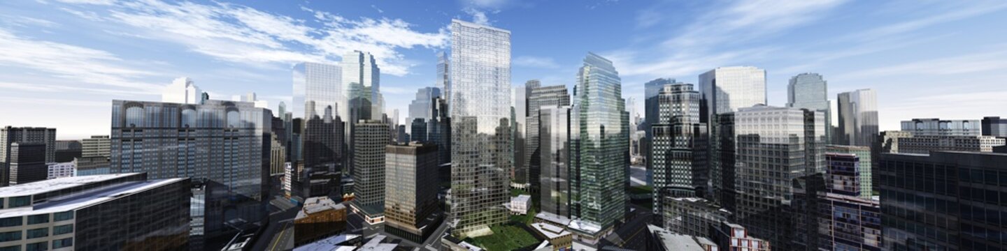 Beautiful view of the skyscrapers, modern city landscape, 3d rendering
