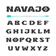 Fotobehang Navajo. Font in the style of ornaments of Indian tribes © smalvik
