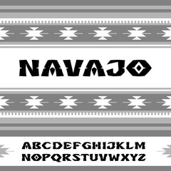 Navajo. Font in the style of ornaments of Indian tribes