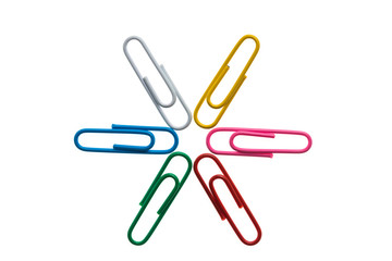 colorful Paper clip isolated on white background
