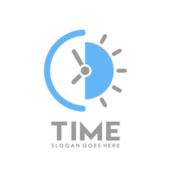 Time and alarm clock logo design vector