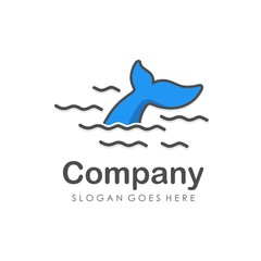 Abstract shark and whale fin logo design vector