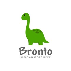 Cute dinosaur logo design vector