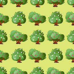 Leaves cartoon green trees seamless pattern vector summer leaf plant background