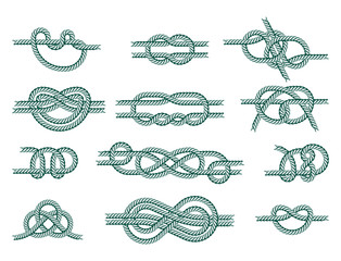 Sea boat rope knots vector illustration isolated marine navy cable natural tackle sign © Vectorwonderland