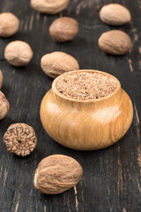 Jar with nutmeg powder