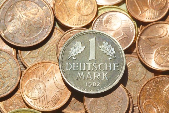 D-Mark, Eurogeld, M&uuml;nzen, Euro, Euros