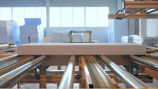 assembly belt line on factory, automatic machine produce toxic substances, production insulation material, machinery processing plastics, machine-tool work at industry, production equipment at plant,