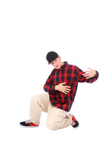 teenage boy hip hop dancer on white