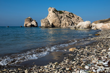 Fototapeta na wymiar Aphrodite's Rock beach. Petra tou Romiou, Cyprus