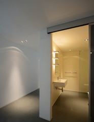 Spotlight in corridor and bathroom