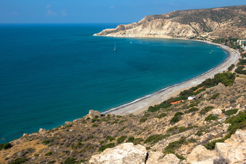 Sea and coastline view from a rocky height