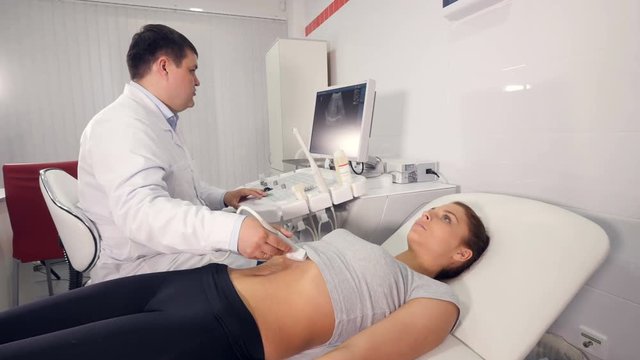 Aerial of ultrasound examination of the abdominal cavity