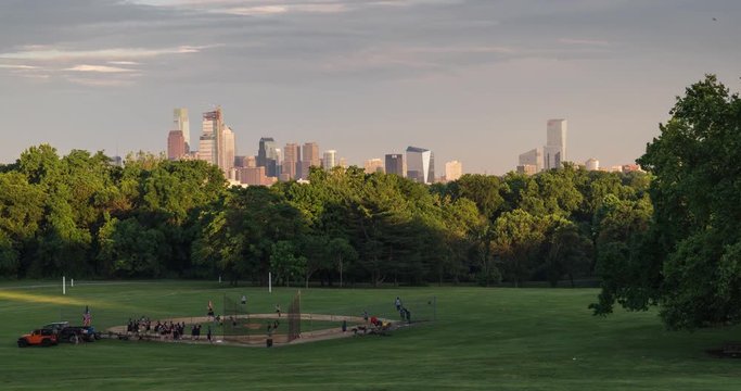 Philadelphia city sunset time lapse from Belmont Plateau park