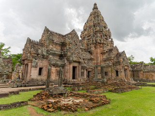 Fototapeta na wymiar Panomrung ancient stone castle, famous place for historical travel in Buriram Thailand