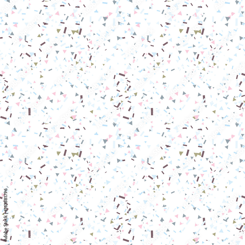 Poster party celebration confetti with small triangles and stripes pattern.