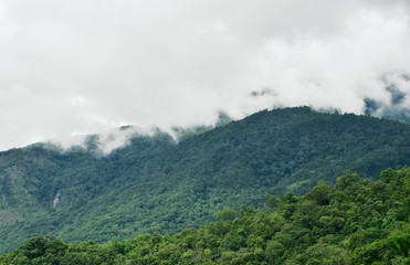 Fog over the mountain in Mae Cham