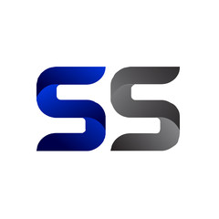 Modern Simple Initial Logo Vector Blue Grey ss