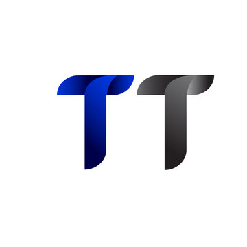 Modern Simple Initial Logo Vector Blue Grey tt