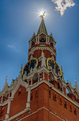 Fototapeta na wymiar Spasskaya tower of the Moscow Kremlin. The symbol of the Russian Federation. The main square of Moscow.