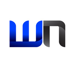 Modern Simple Initial Logo Vector Blue Grey wn