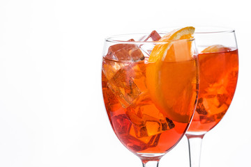 Aperol spritz cocktail in glass isolated on white background

