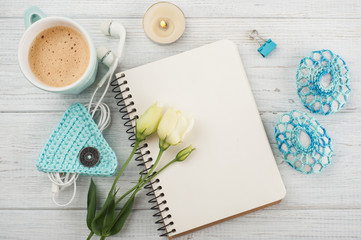 Blank notebooks, gift with green ribbon