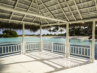 Paradise beach in Cayo Santa Maria, Cuba. View of a perfect desert coast with white sand and blue turquoise sea.