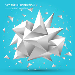 3D Low polygon geometry background. Abstract polygonal geometric shape. Lowpoly minimal style art. Triangles. Vector illustration.