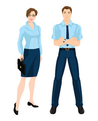 Vector illustration of corporate dress code. Group of business people. Professional man and woman in formal clothes isolated on white backgroun
