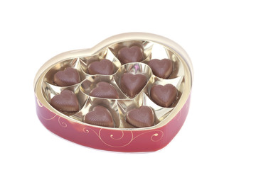 Heart shaped candy box for Valentine's Day isolated on white