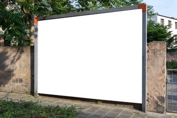 Blank ad space sign isolated in the street