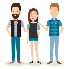 Young people over light background vector illustration