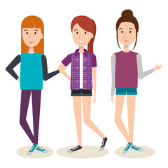 Fototapeta premium Young women over light background vector illustration