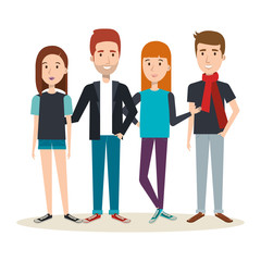 Fototapeta premium Young people over light background vector illustration