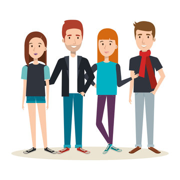 Young people over light background vector illustration