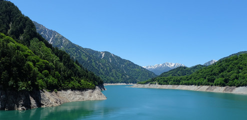 Fototapeta na wymiar Toyama, Japan - Kurobe Daiyon Dam in Tateyama Kurobe Alpine Route