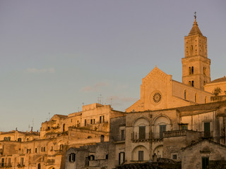 Fototapeta premium Scorcio di Matera al tramonto